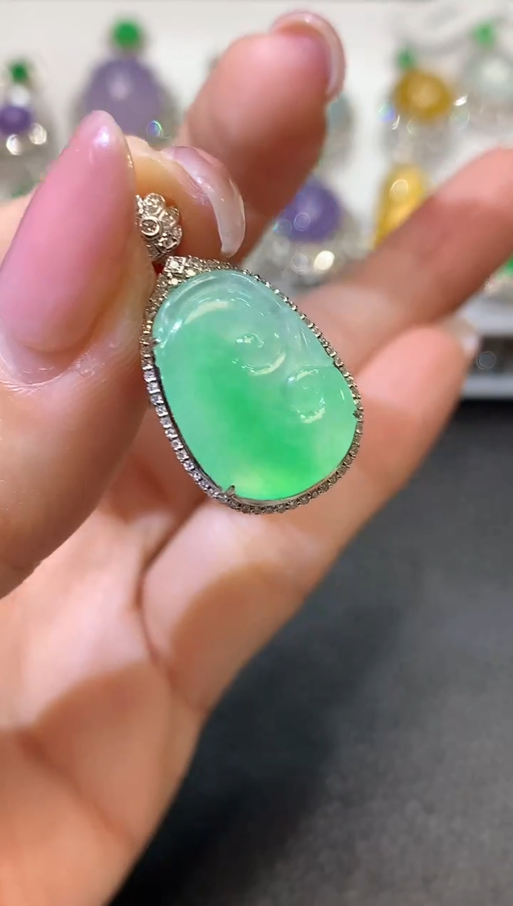 【闪购商品】翡翠吊坠(不含链)18K金镶嵌D11