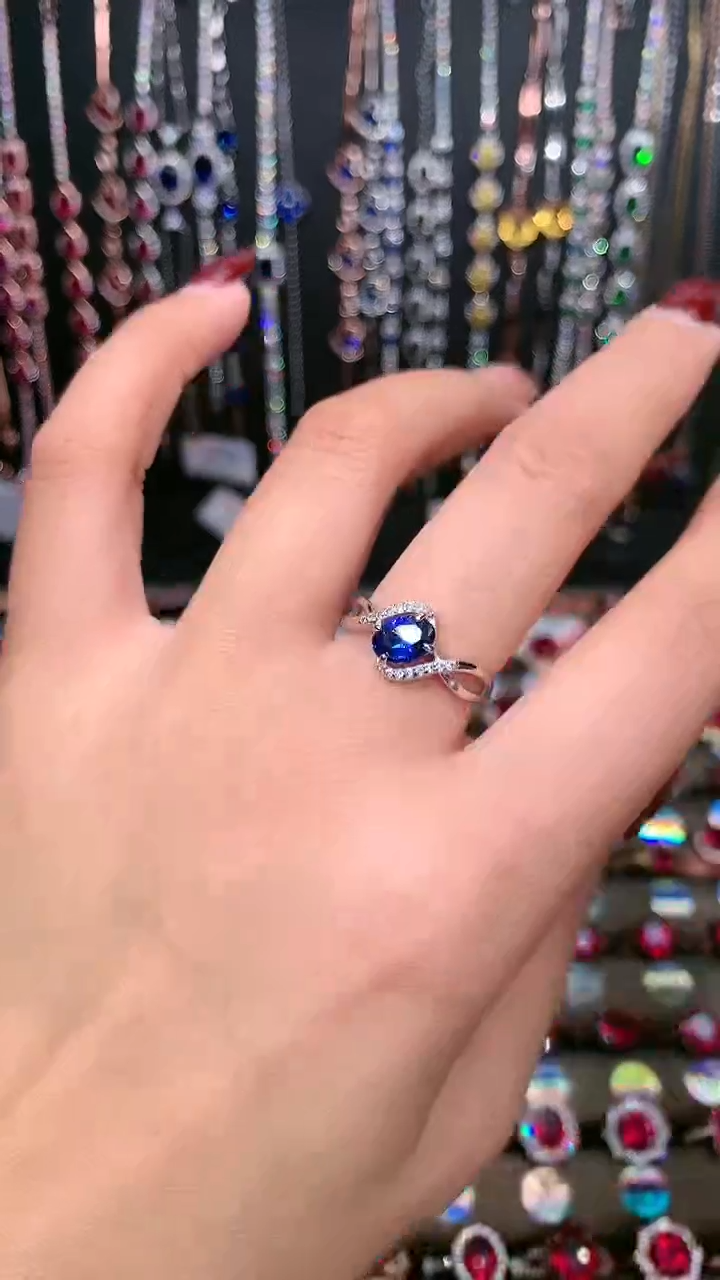 【闪购商品】蓝宝石戒指银S925镶嵌5.7银色