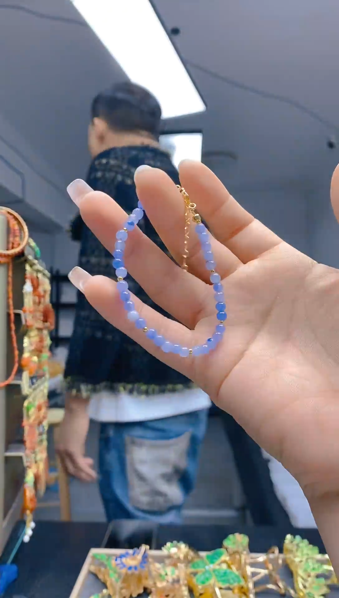 【闪购商品】翡翠耳饰合金60翡翠手链