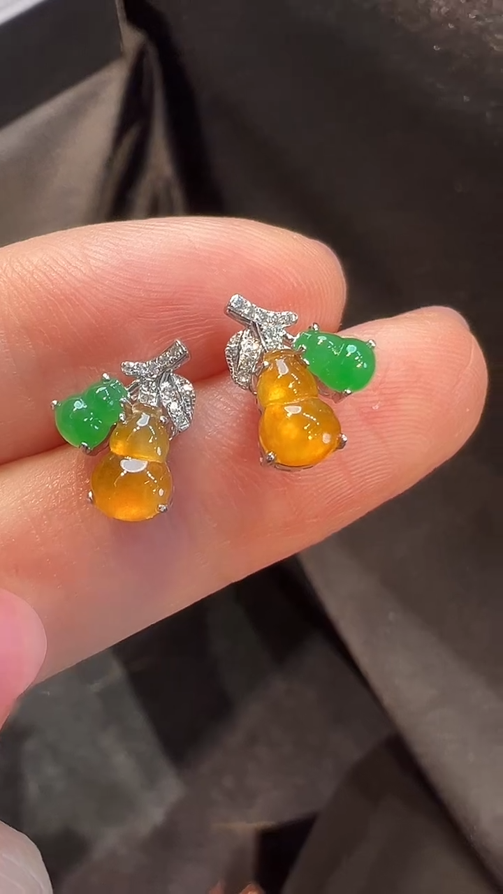 18K金镶嵌翡翠耳饰L6