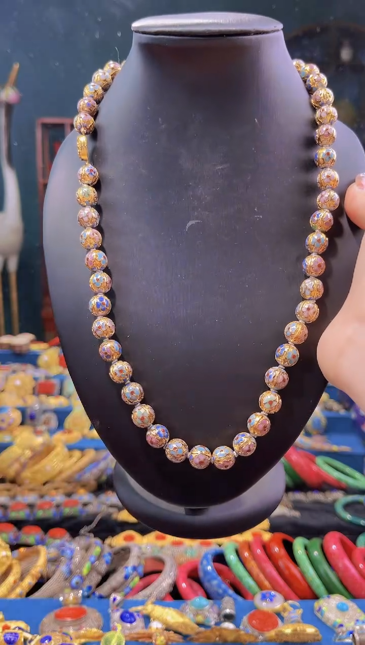 景泰蓝金地项链蓝色1.0