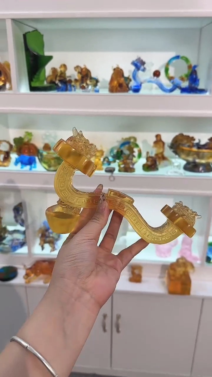 手工艺品琉璃黄色如意