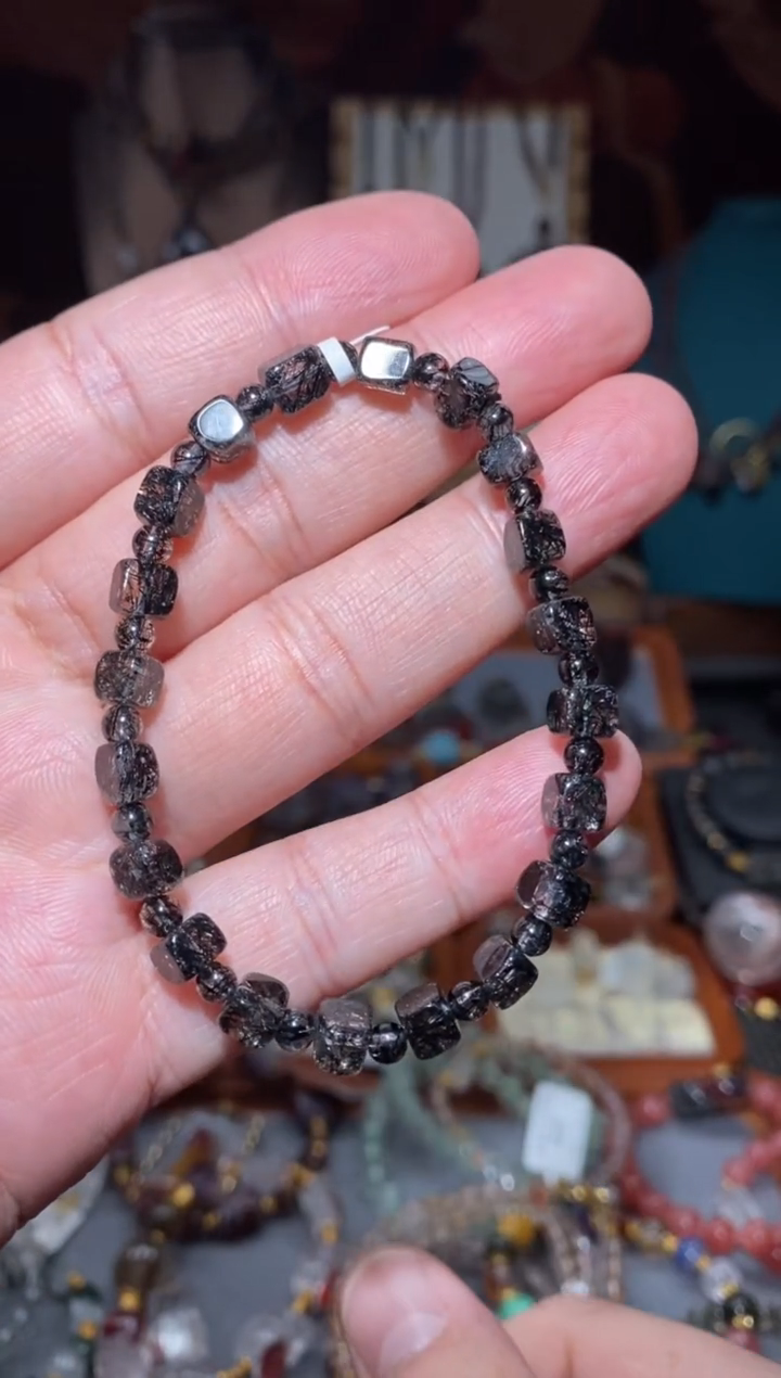 【闪购商品】水晶黑发方糖手串未镶嵌多样性