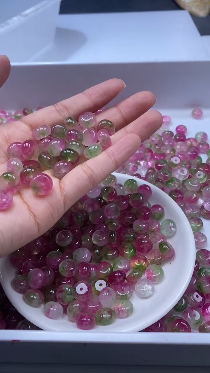 颈饰未镶嵌水晶W3146西瓜碧玺算盘10*6mm*10颗