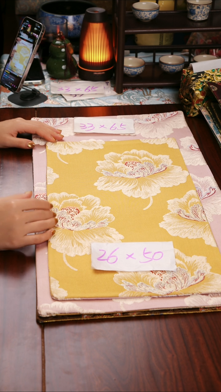 【牡丹黄粉双面】中国风干泡织锦茶席33*65