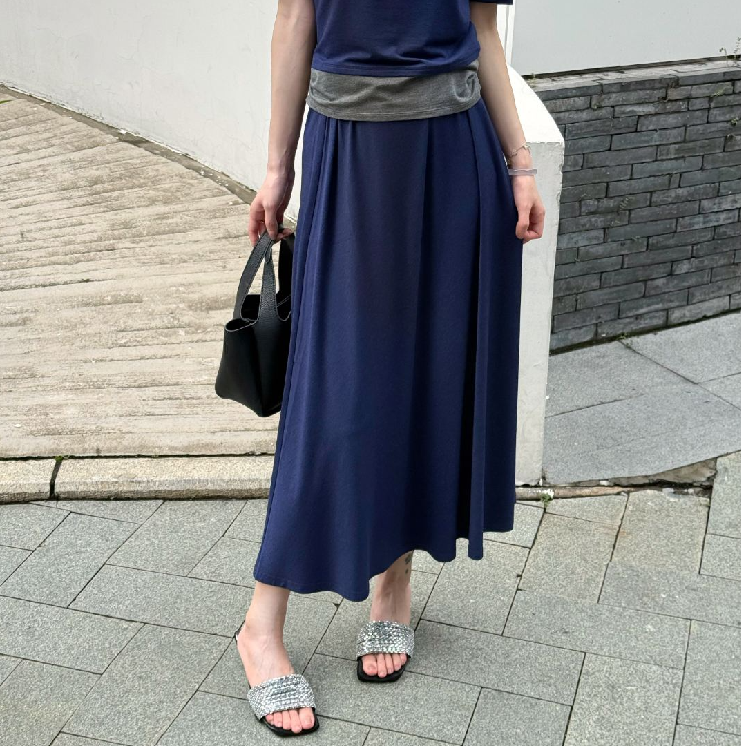 GIRDEAR/哥弟真的好中长款百褶裙夏季垂感820005