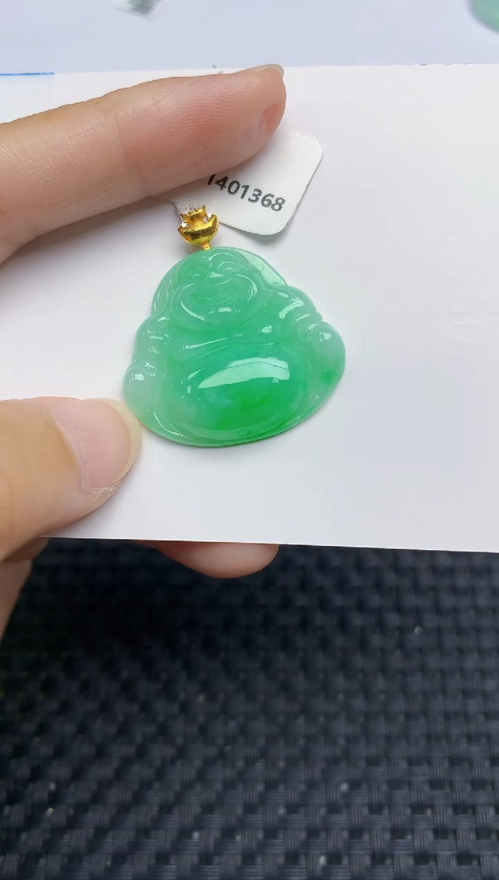 翡翠18K金镶嵌颈饰天然缅甸A货翡翠百元以上9元证书费自理