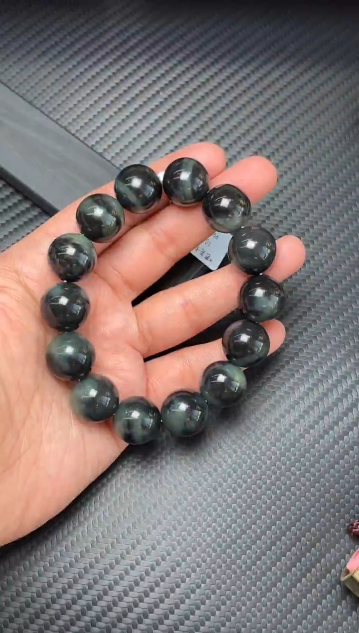 未镶嵌手串和田玉若羌毛毛矿微色差卡16mQp