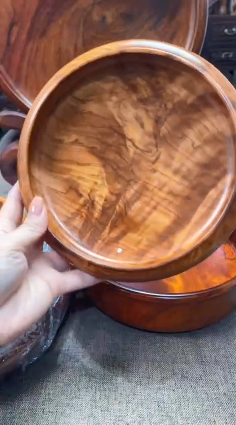 【闪购商品】大果紫檀（缅甸花梨）木艺缅花笔洗