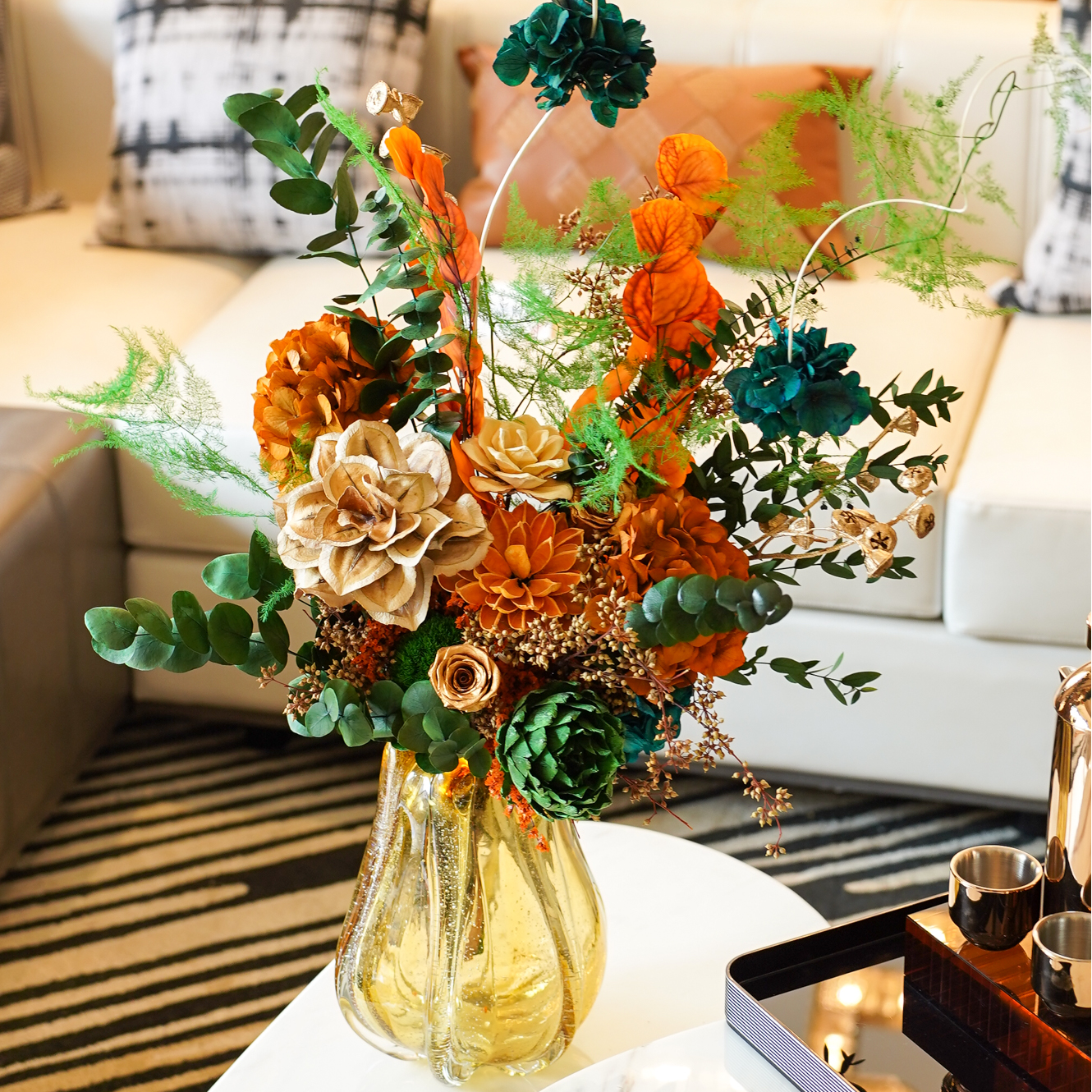 【春晓记】百搭观赏现代餐桌岛台高级感轻奢风干花永生花家居摆件