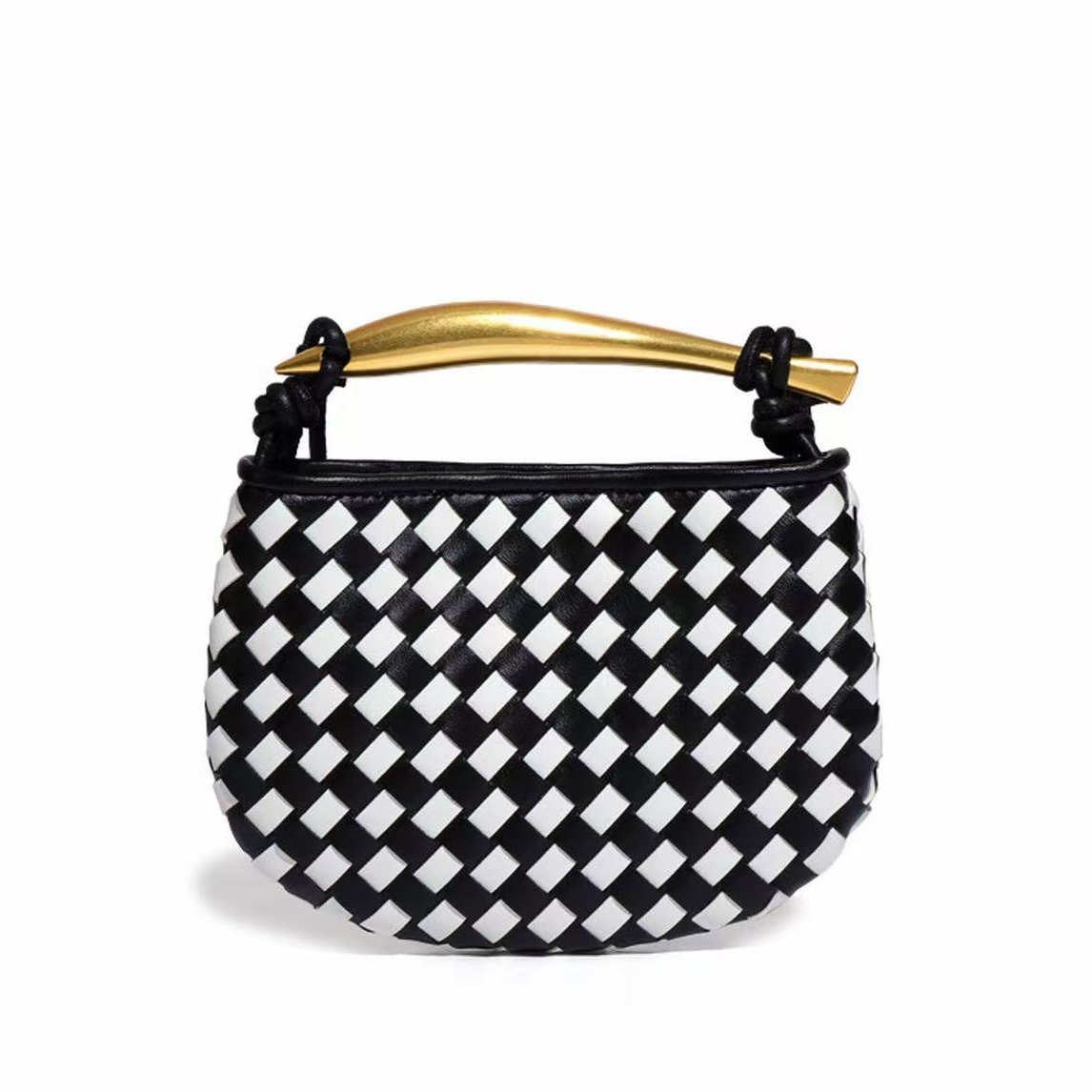 WEIGE【沙丁鱼】牛皮单肩斜挎包BV1680-黑白