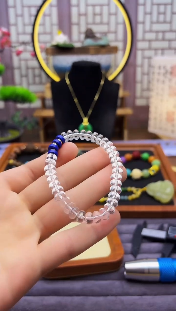 水晶手链14K金镶嵌S421