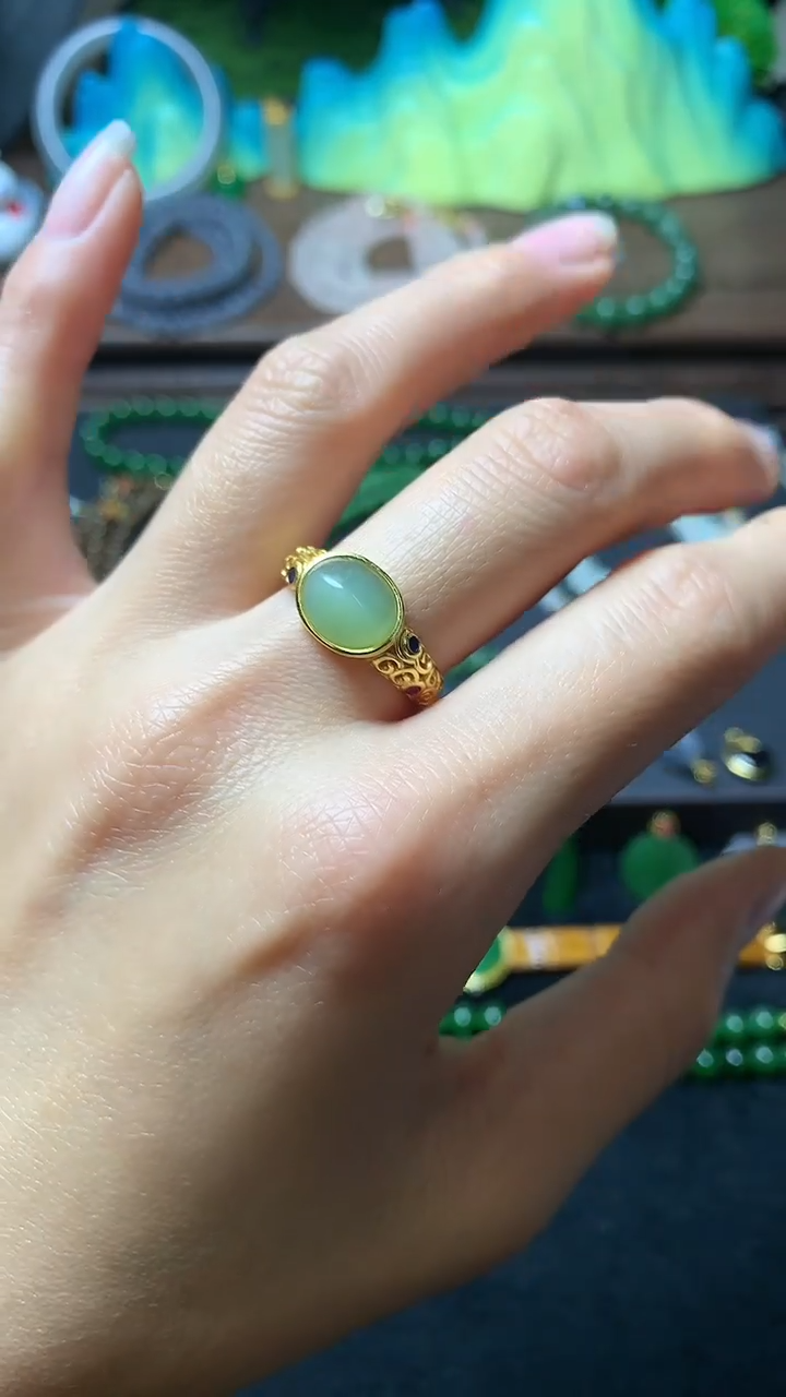 【闪购商品】和田玉戒指银S925镶嵌戒指