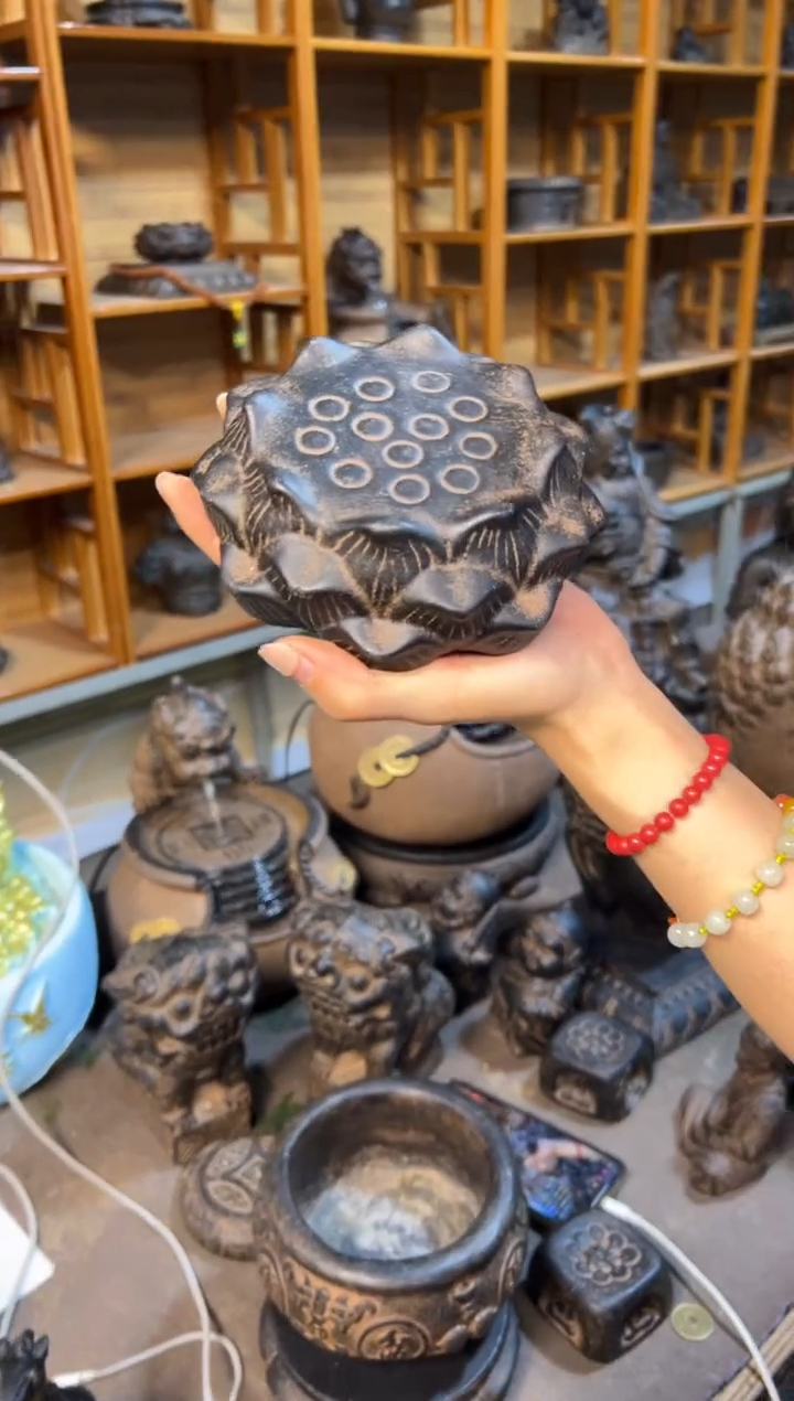 陶土【火山泥】莲蓬实心底座