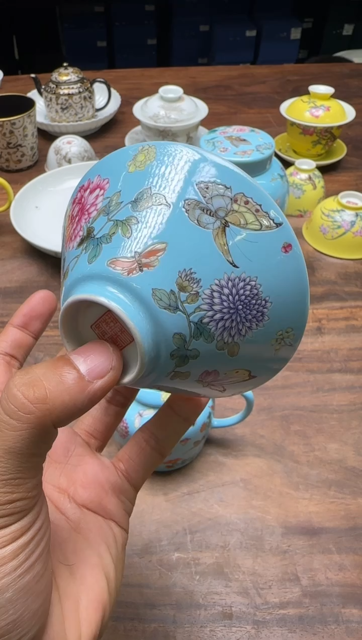 可***圈艺林堂 胤祯蓝地蝶恋花大斗笠