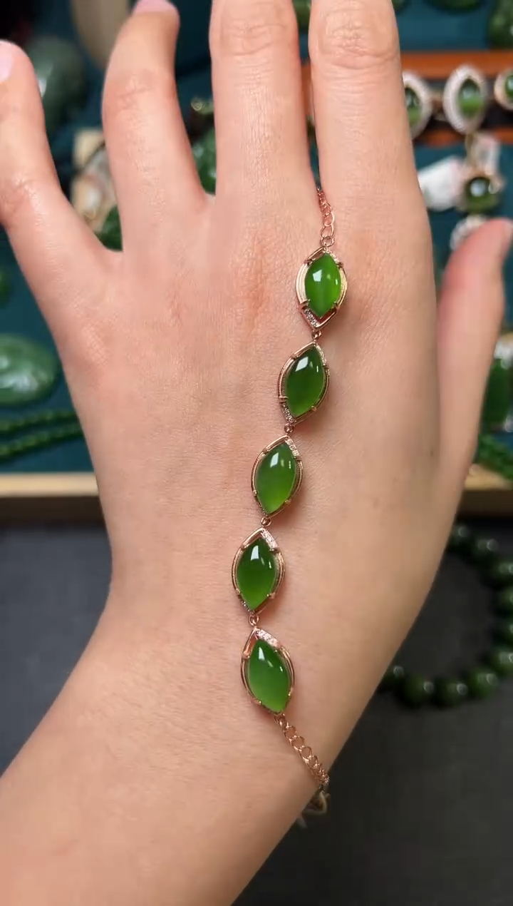 【闪购商品】和田玉（碧玉）手链银S925镶嵌碧玉