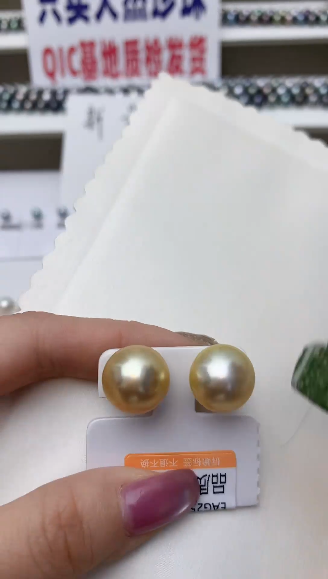 18K金镶嵌耳饰海水珍珠S76