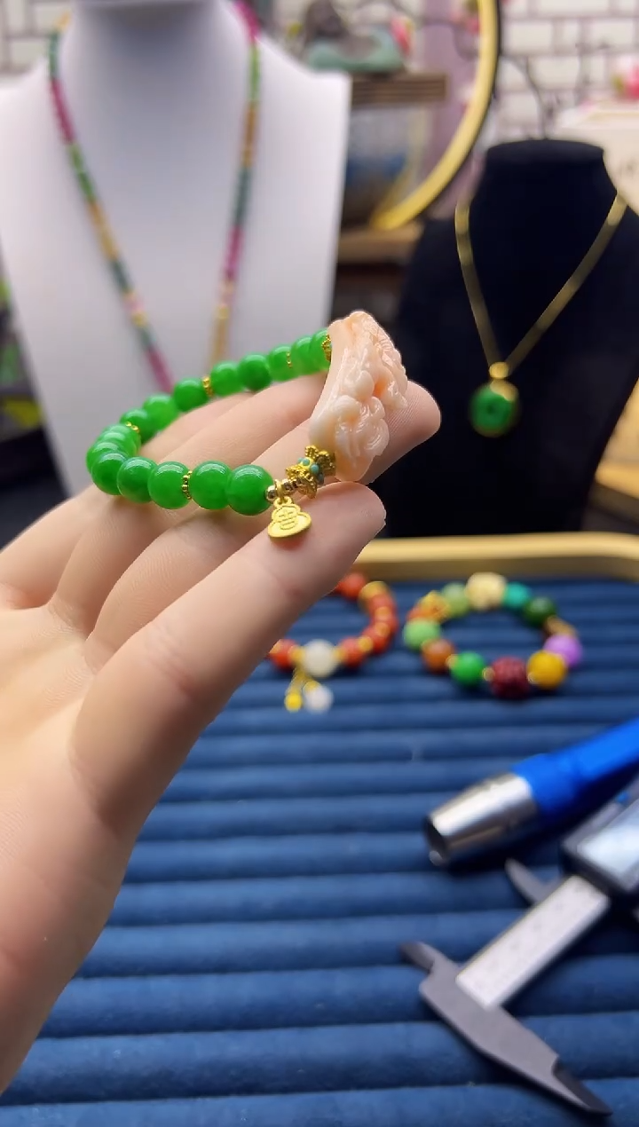 【闪购商品】翡翠手链14K金镶嵌S68