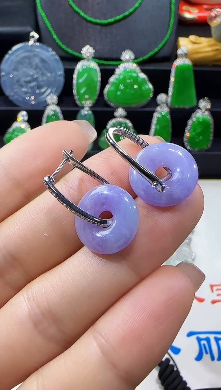 【闪购商品】翡翠耳饰18K金镶嵌耳包