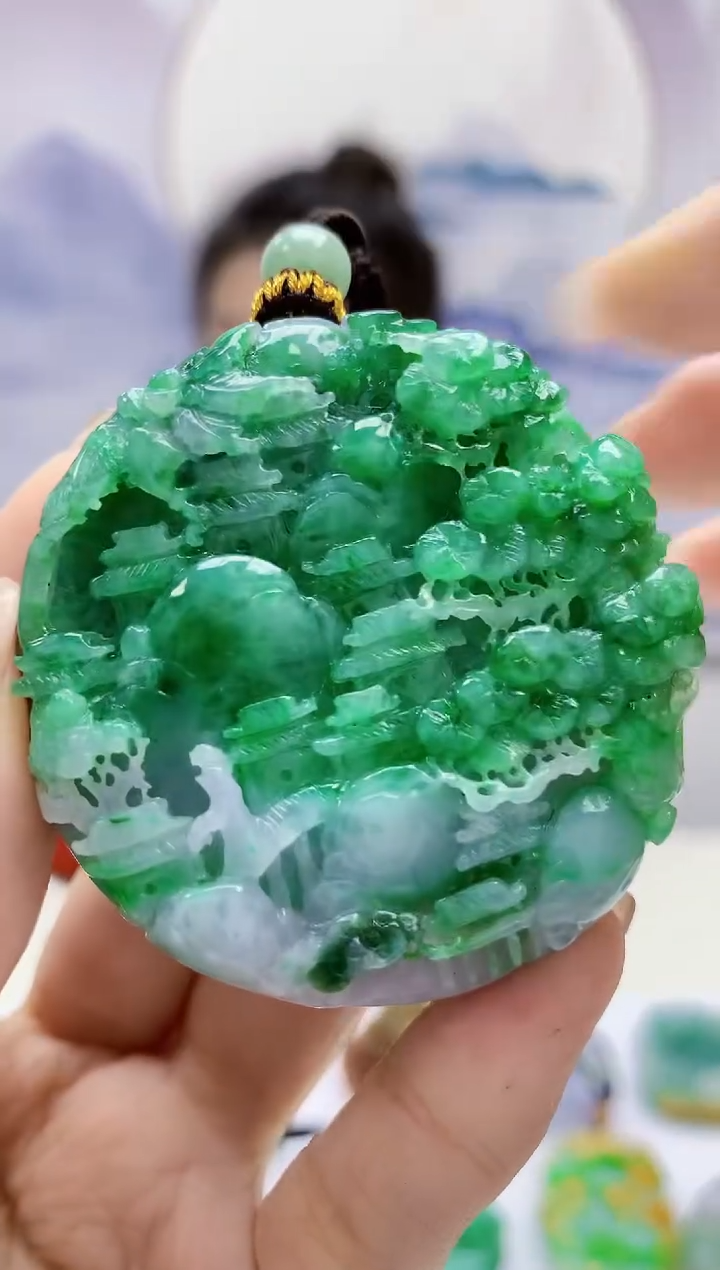 【闪购商品】定制翡翠未镶嵌5156kk-毛货挂件山水192