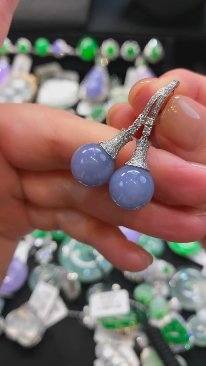 【闪购商品】翡翠颈饰18K金镶嵌耳环