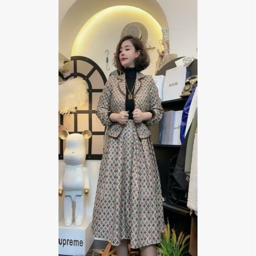 D25 123002 小香风时尚套装女两件套裙子气质名媛女神范减龄显瘦