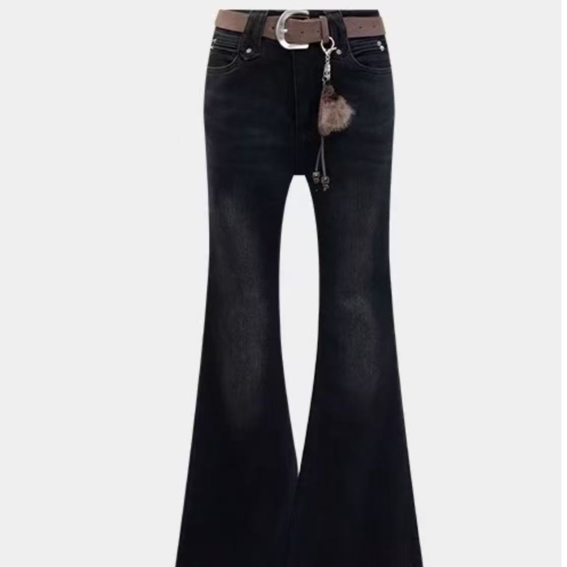 [DARUI]2025冬新款韩版辣妹高腰加绒牛仔裤复古显瘦喇叭裤386