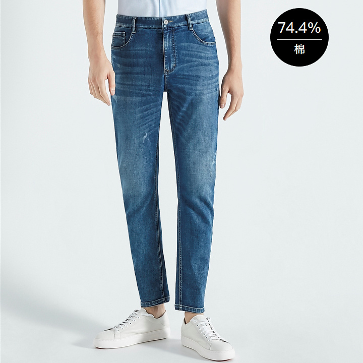 K-boxing/劲霸男装劲霸男士潮流时尚百搭薄款舒适牛仔裤 BQRG2373