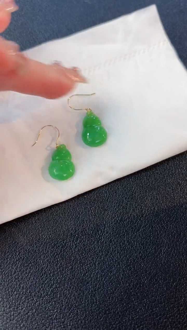 【闪购商品】翡翠耳饰18K金镶嵌缅料A货/支持复检/一件