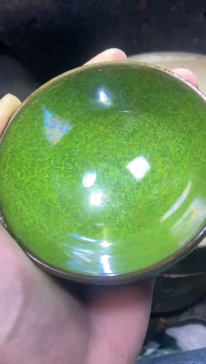 杯建盏绿冰窑变           