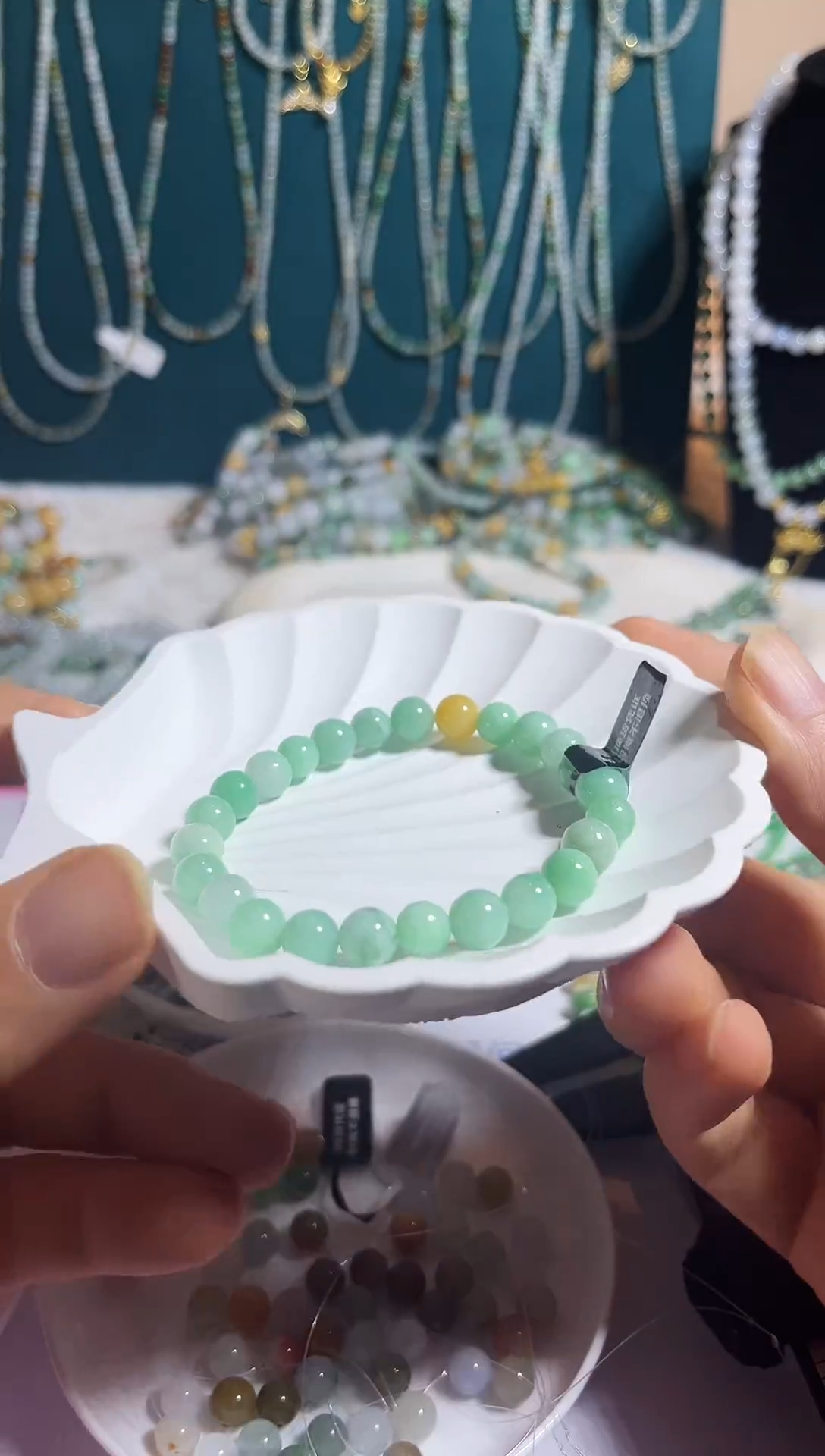 未镶嵌手链翡翠缅甸A货翡翠珠链有瑕疵7.7