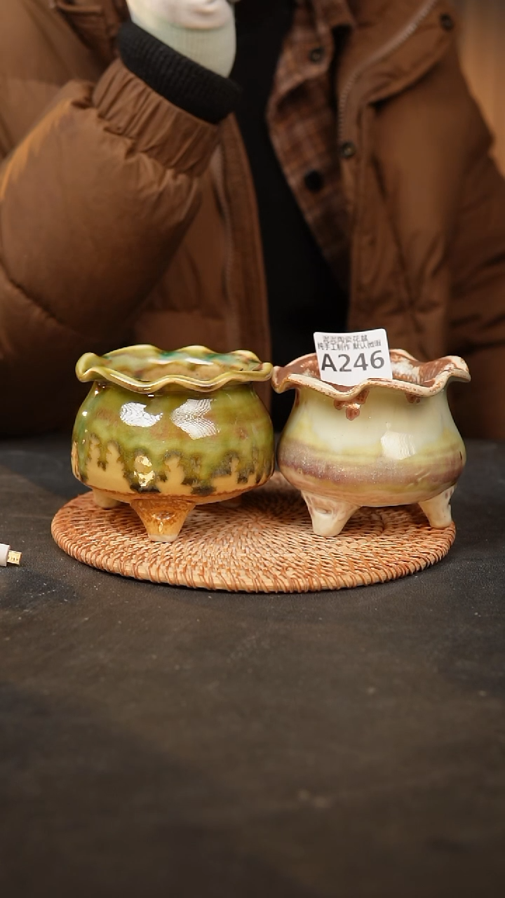 【闪购商品】瓷片246泥泥手工花盆