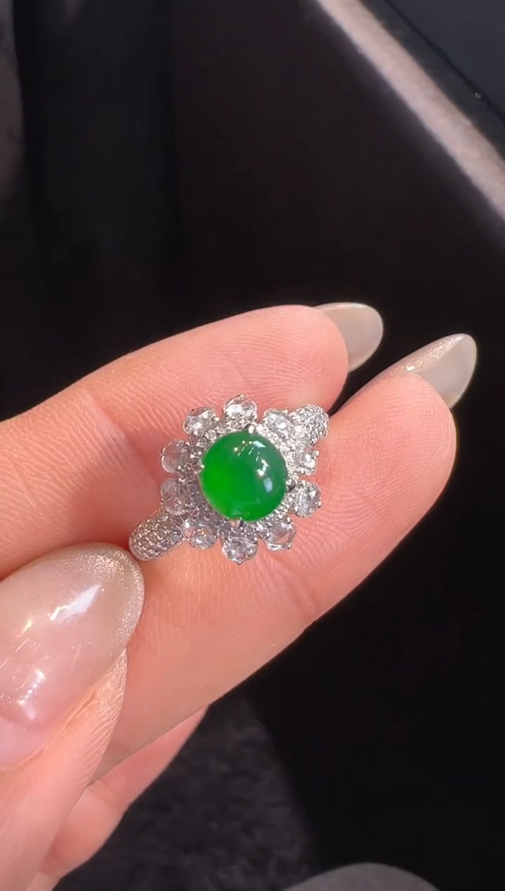 【闪购商品】翡翠戒指18K金镶嵌戒指