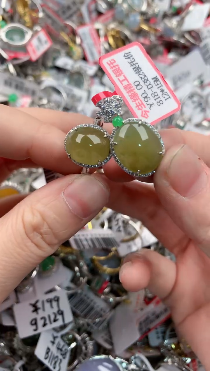 银S925镶嵌戒指翡翠555---6