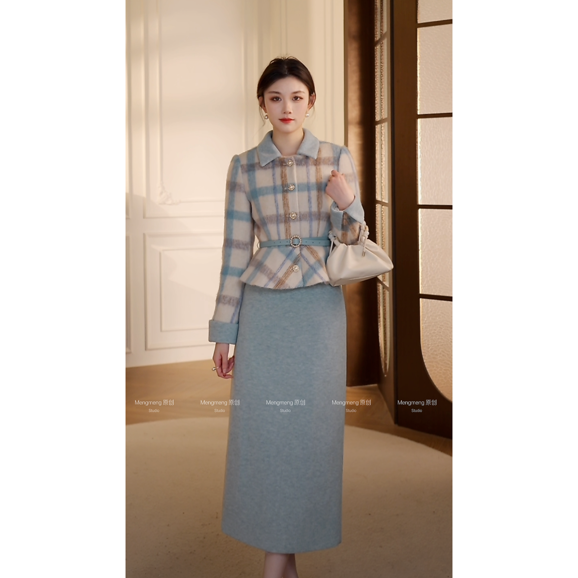 【BOBO】 雨雾 绵羊毛羽绒外套半裙套装 GC244W1142