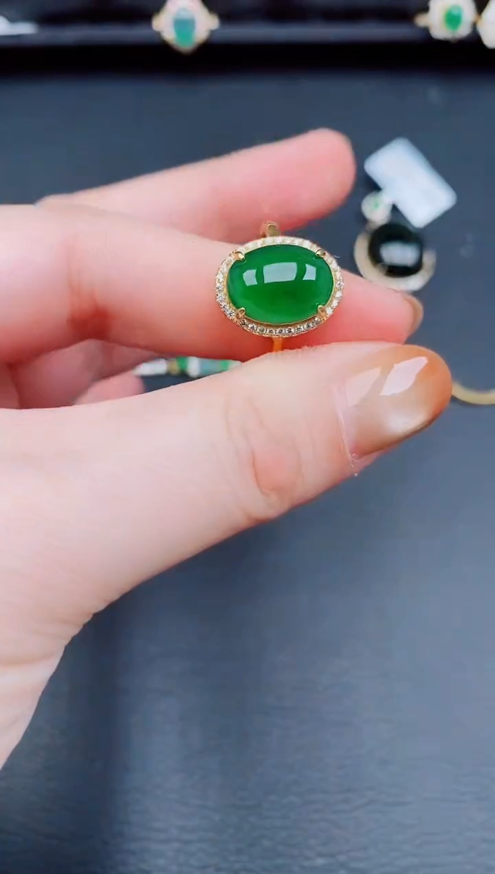 【闪购商品】翡翠戒指银S925镶嵌天然a货翡翠203