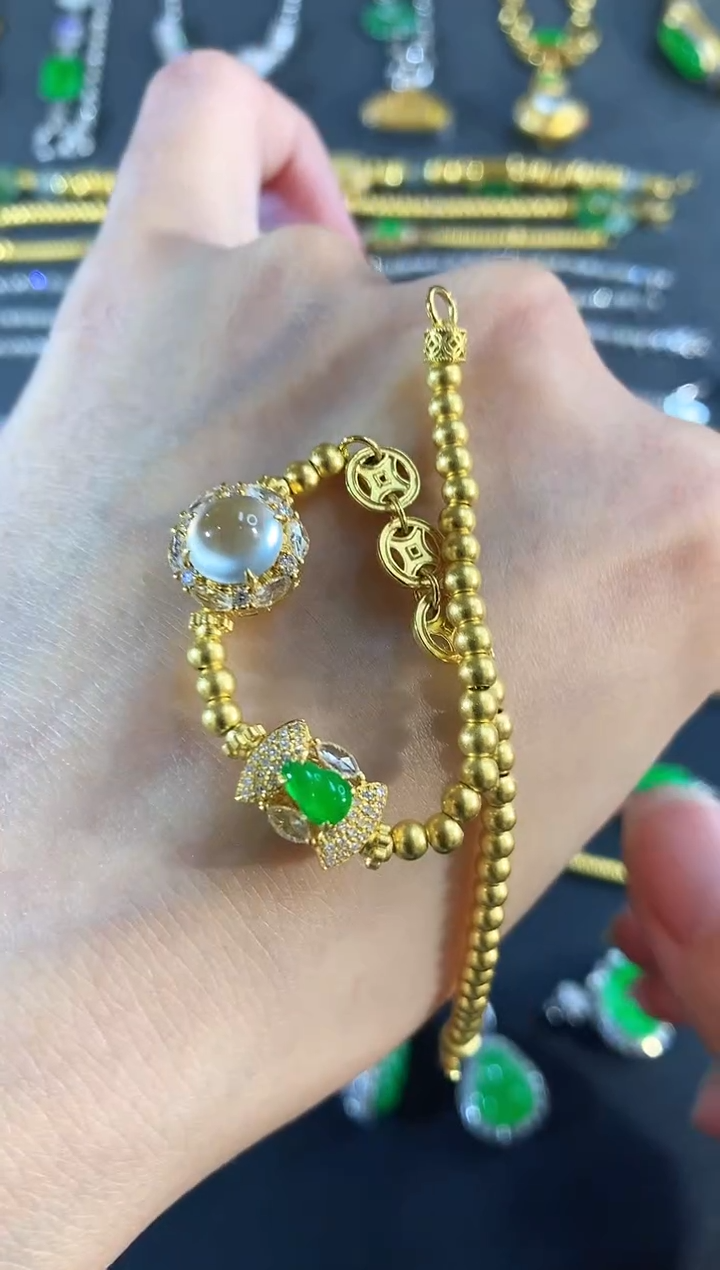 18K金镶嵌手链翡翠303|