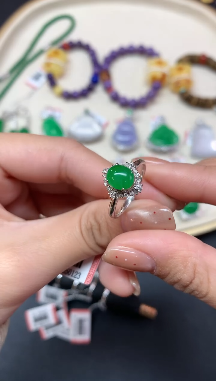 【闪购商品】翡翠戒指18K金镶嵌戒指A207|5980