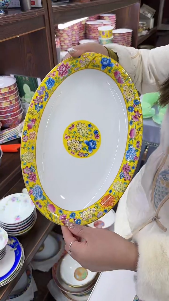 【闪购商品】瓷片12英寸鱼盘1个景德镇陶瓷