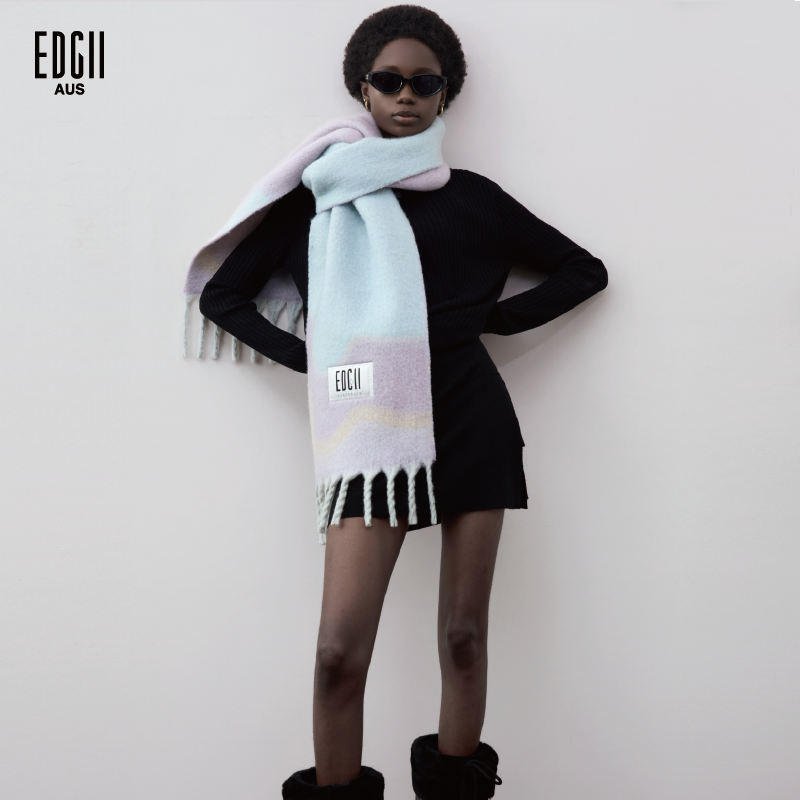EDGII 2025冬季新品棉花糖羊毛围巾（岩纹）时尚保暖休闲百搭围脖