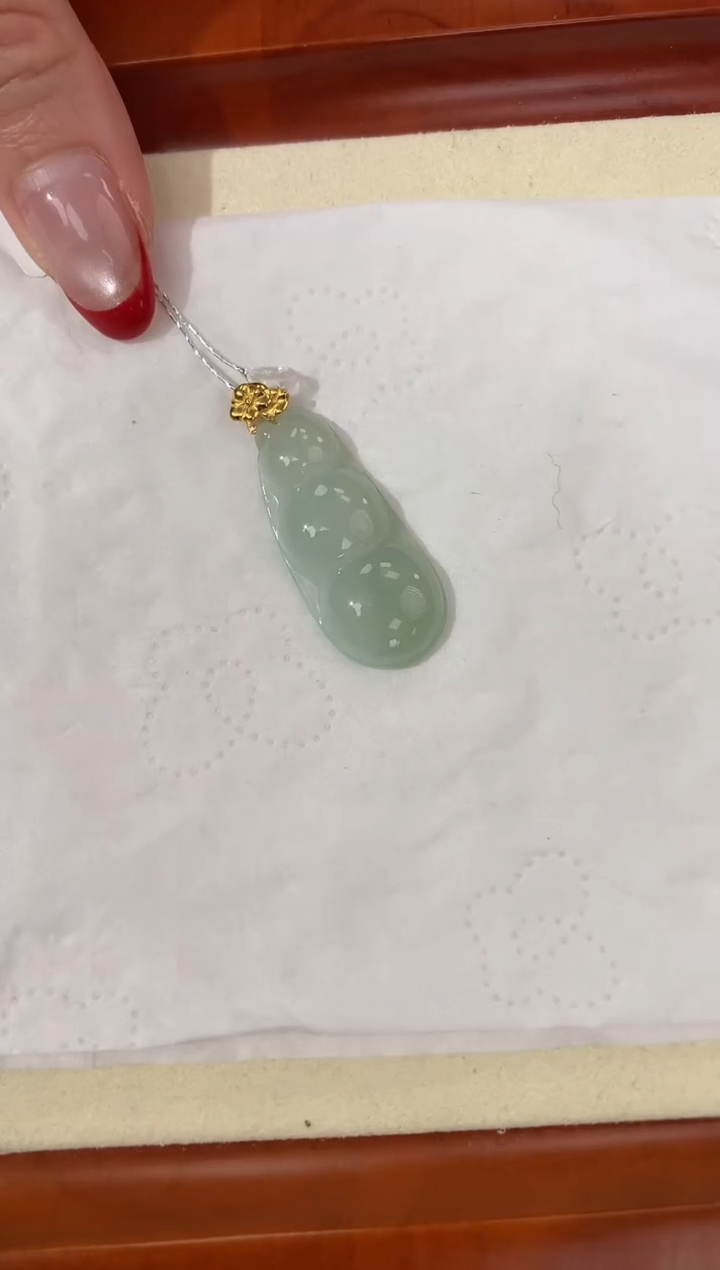 【闪购商品】翡翠颈饰18K金镶嵌天然缅甸a货翡翠