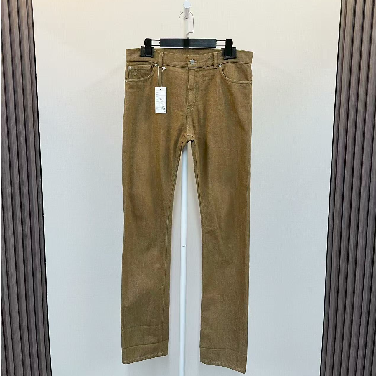 99新 LouisVuitton/路易威登 /卡其色老花皮牌牛仔裤长裤/尺码32