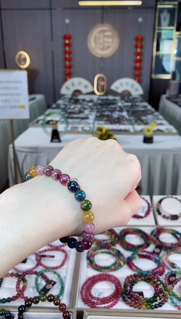 未镶嵌老矿碧玺单圈手串8mm+碧玺dan多样性发货一条