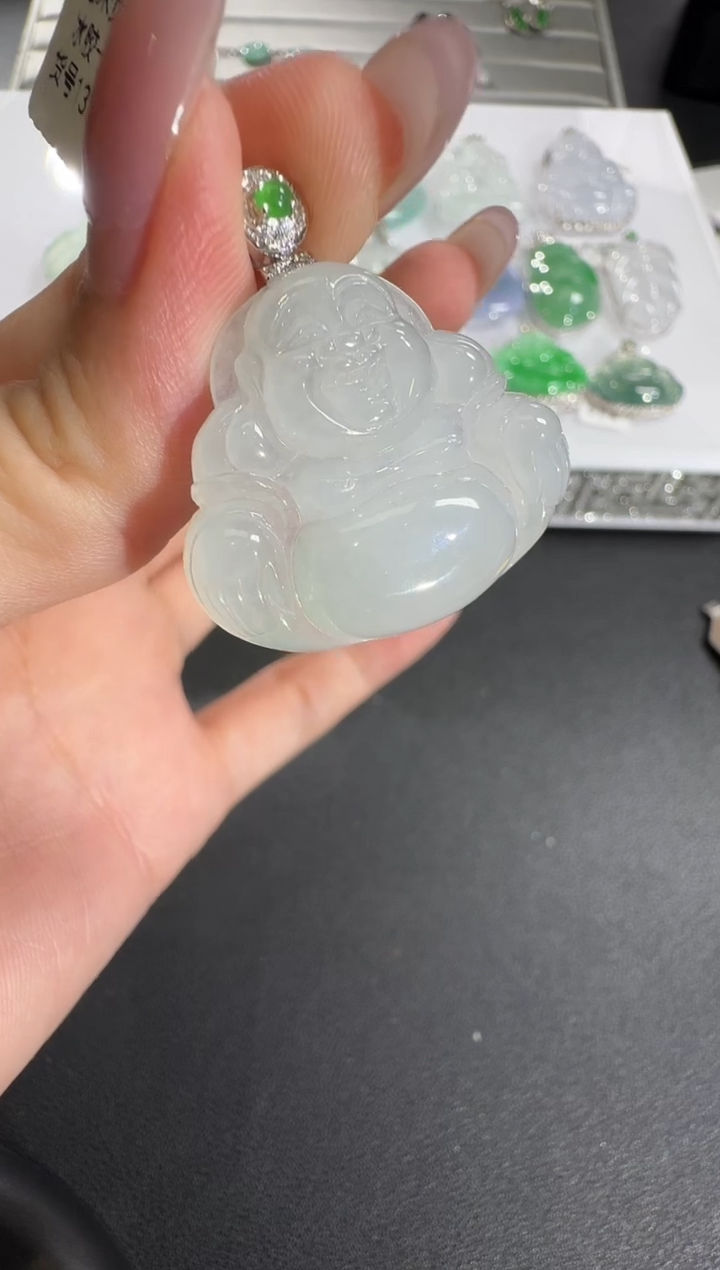 翡翠18K金镶嵌吊坠(不含链)【源头工厂】钻石镶嵌