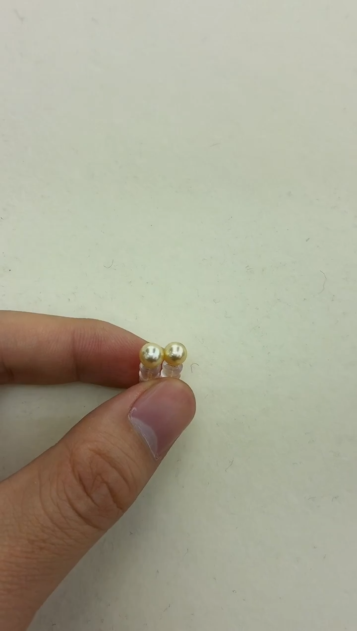 18K金镶嵌DA海水珍珠羽皇金珍珠耳饰5-6 BQ269