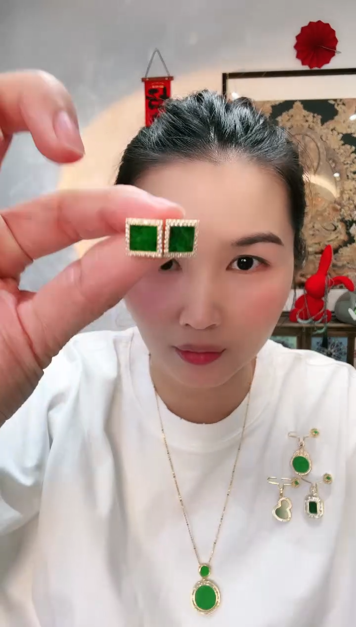 【闪购商品】翡翠耳饰银S925镶嵌耳饰