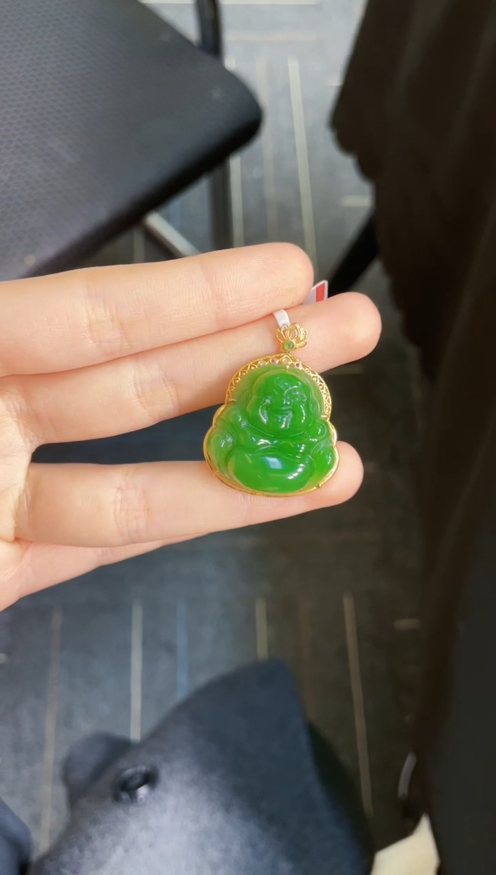 【闪购商品】和田玉吊坠18K金镶嵌多样性发一