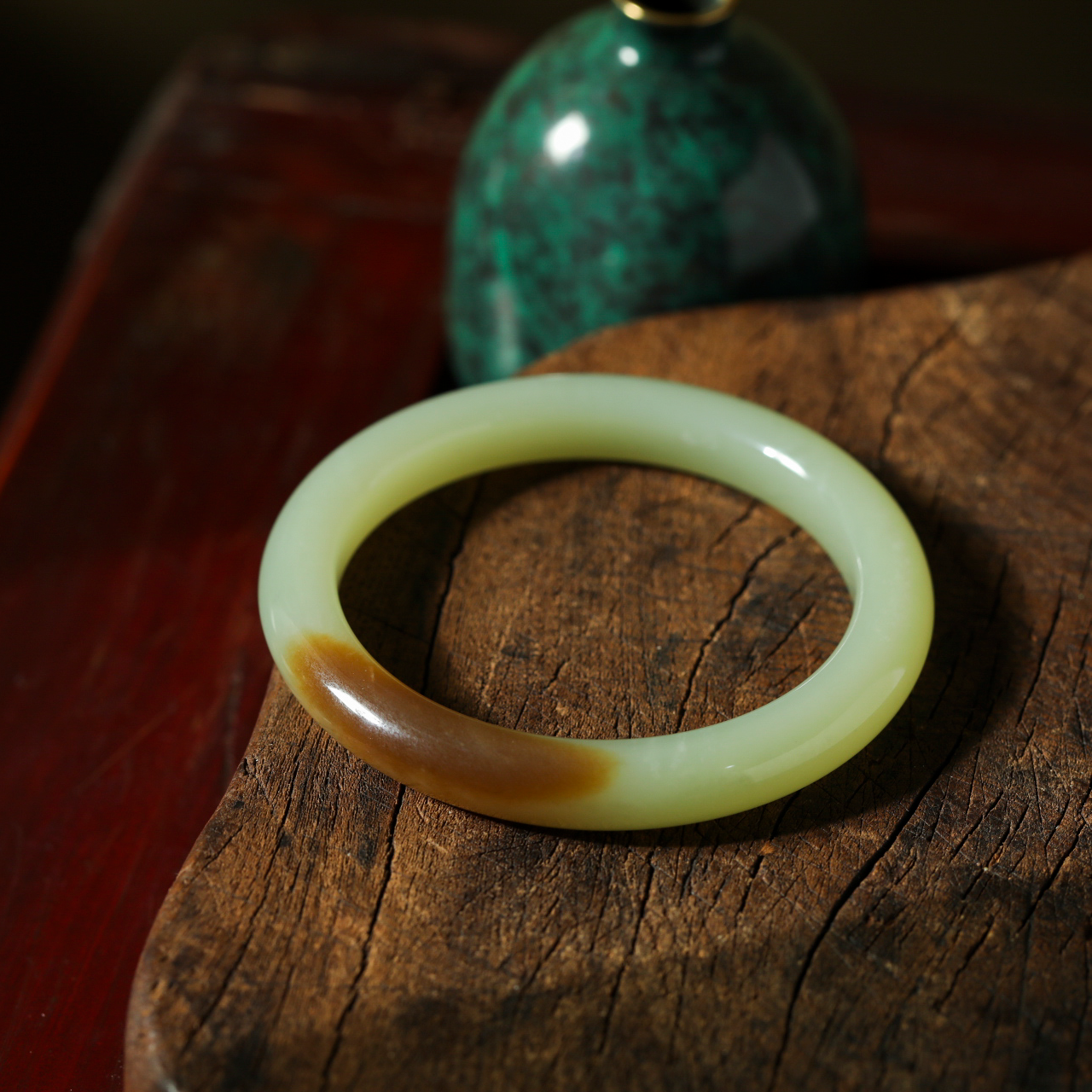 【意婵】（圈口52-54mm）天然典藏级和田玉黄口糖手镯-908845