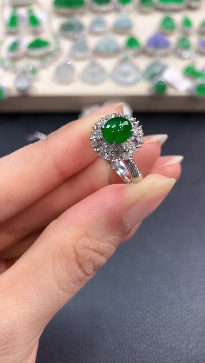 【闪购商品】翡翠戒指18K金镶嵌b127       