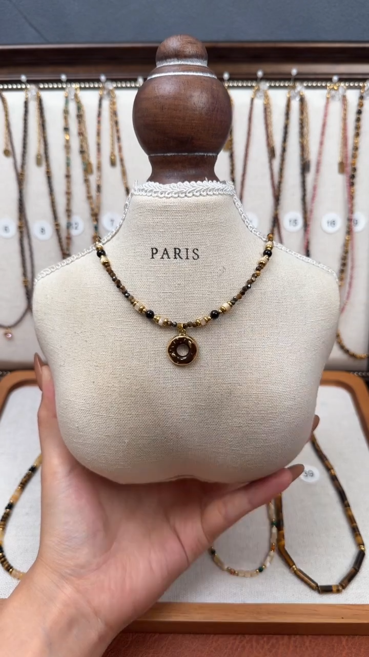 项链钛钢石英质玉甜甜圈